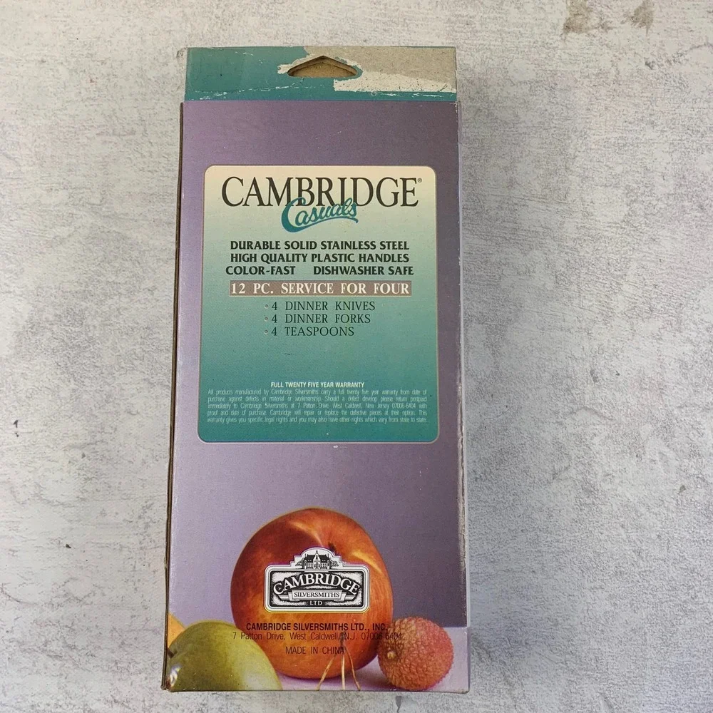 Vintage Cambridge Casuals Escapade Black 12pc Flatware Set NIB Discontinued